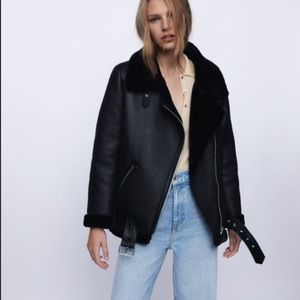 Zara fur lined biker jacket